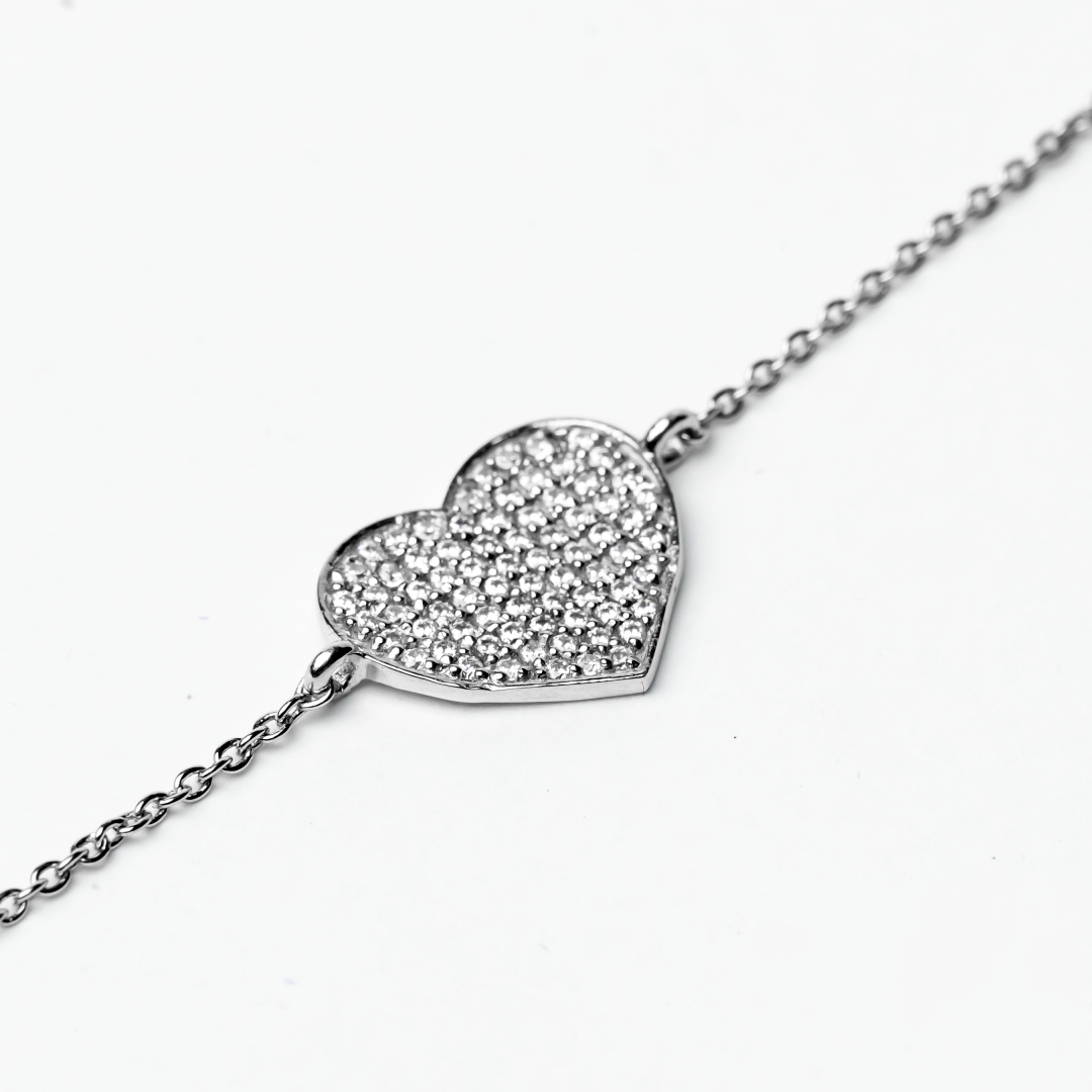 Glitters Heart 925 Sterling Silver Bracelet