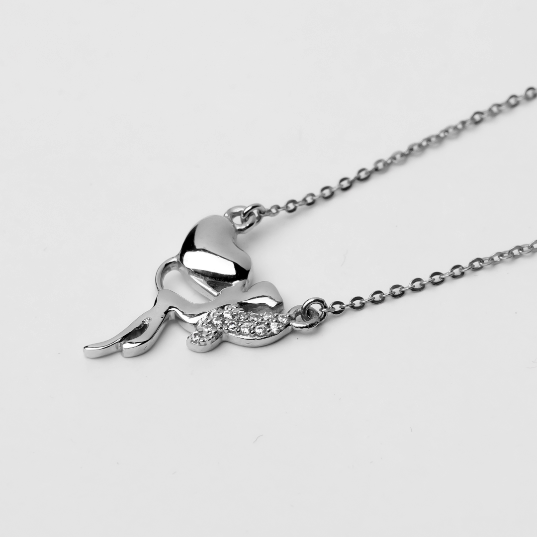 Carrying Your Heart 925 Sterling Silver Zircon Necklace