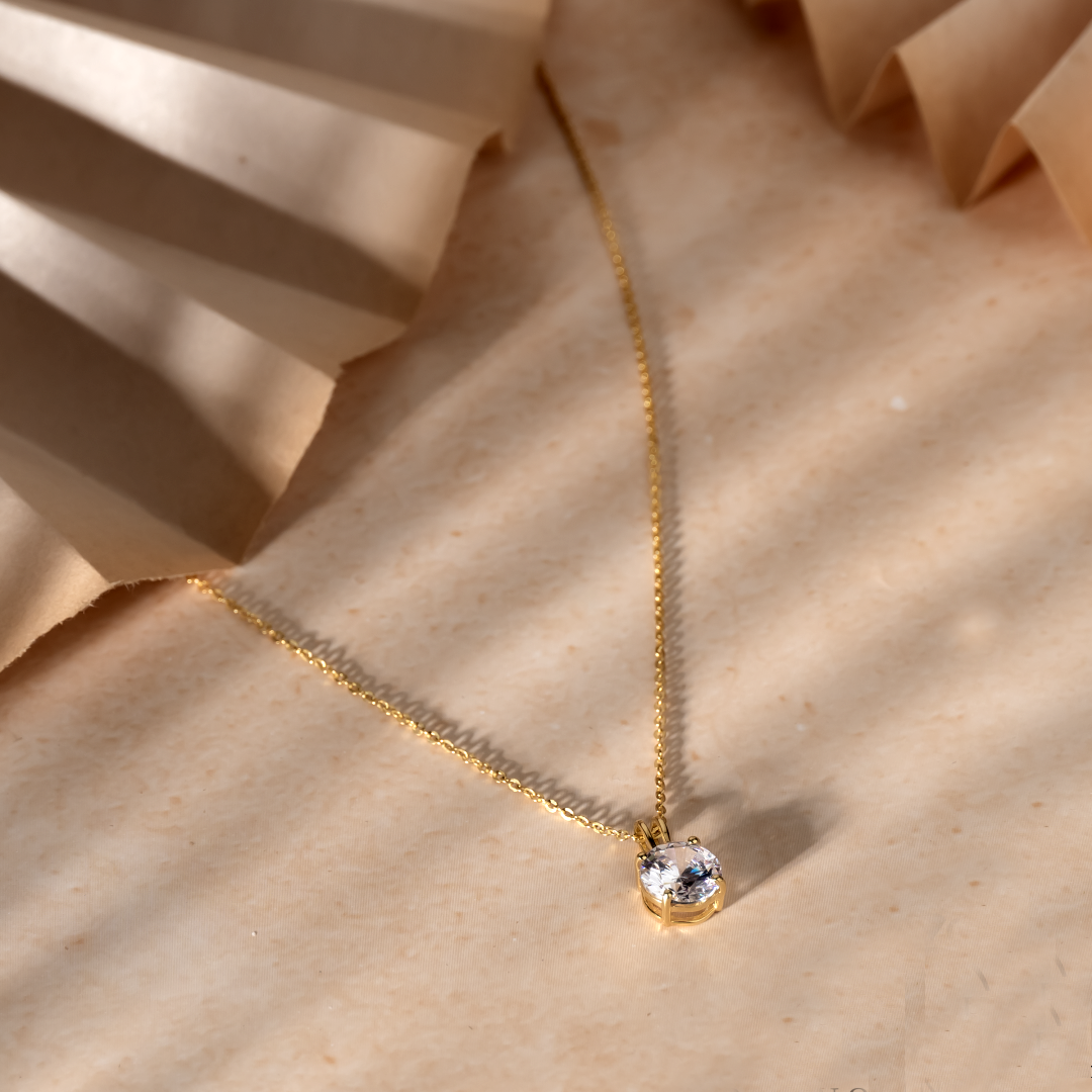 Solitaire 925 Sterling Silver Zircon Necklace