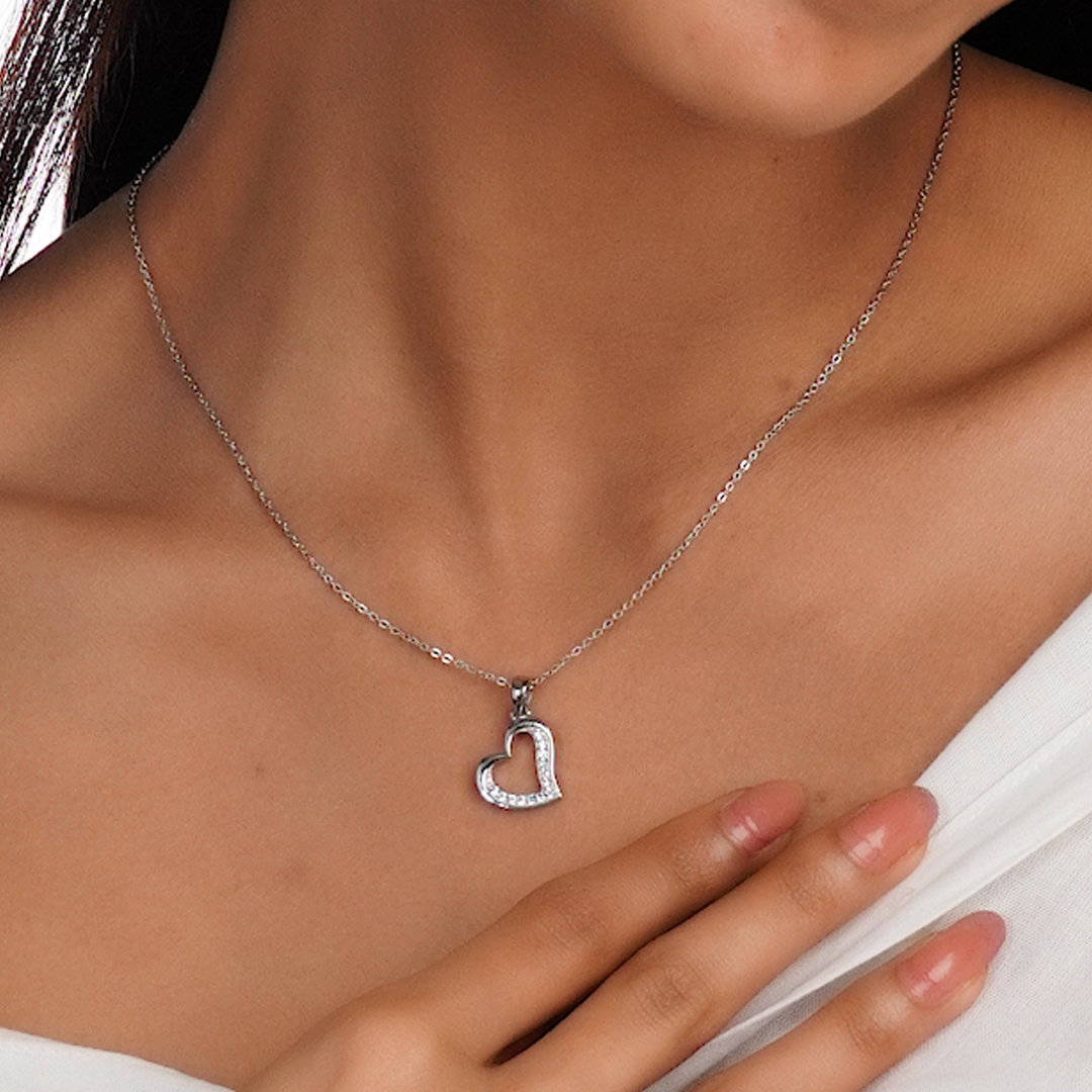 Starry Heart 925 Sterling Silver Zircon Necklace