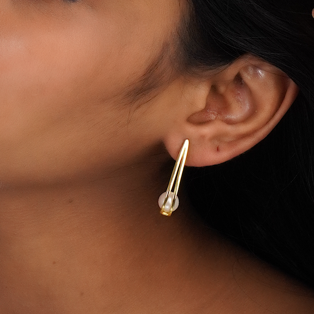 Drop of Pearl Gold 925 Sterling Silver Earrings